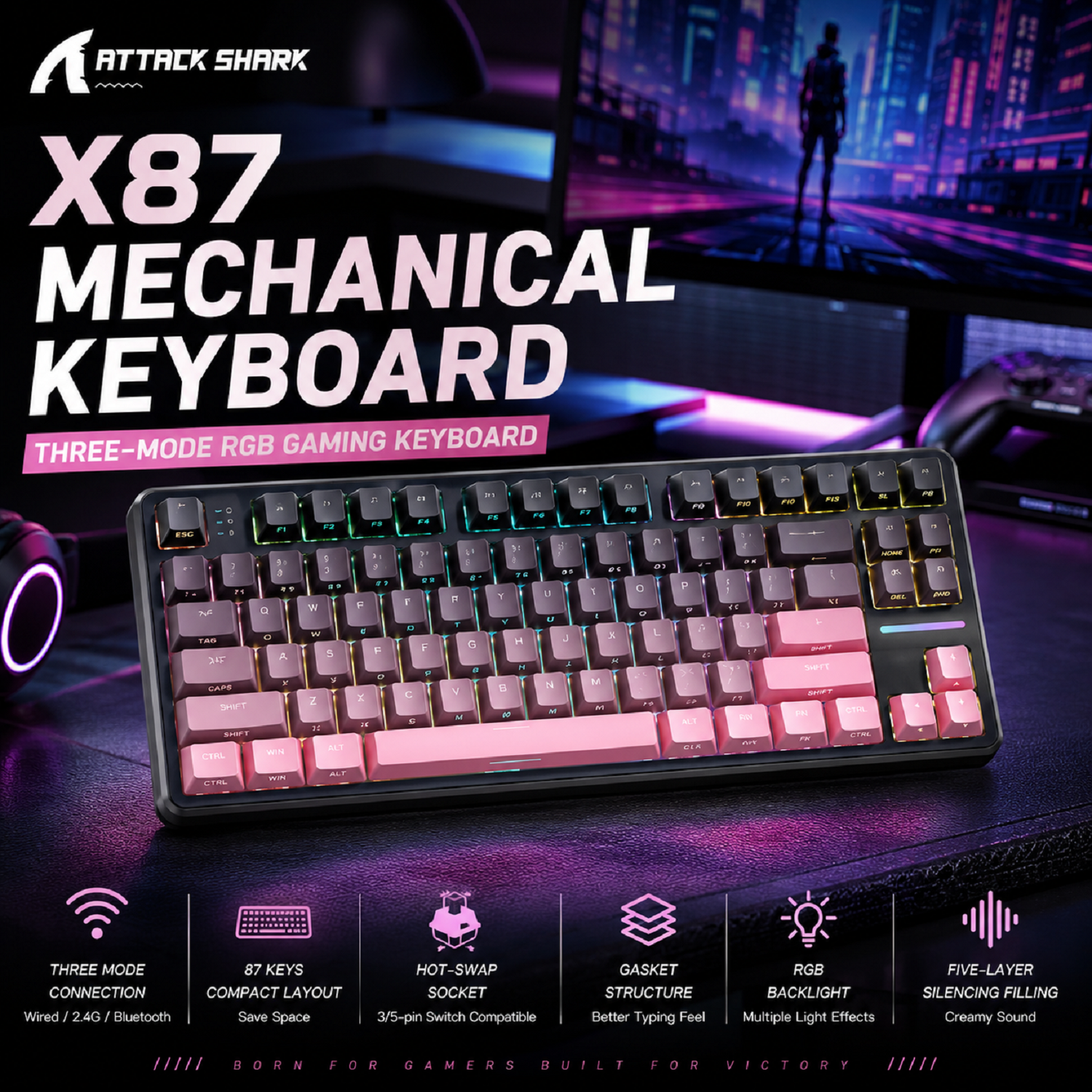 Attack Shark X87 Macro Drive G - Gaming Keyboard Bluetooth incelemesi ve fiyatı