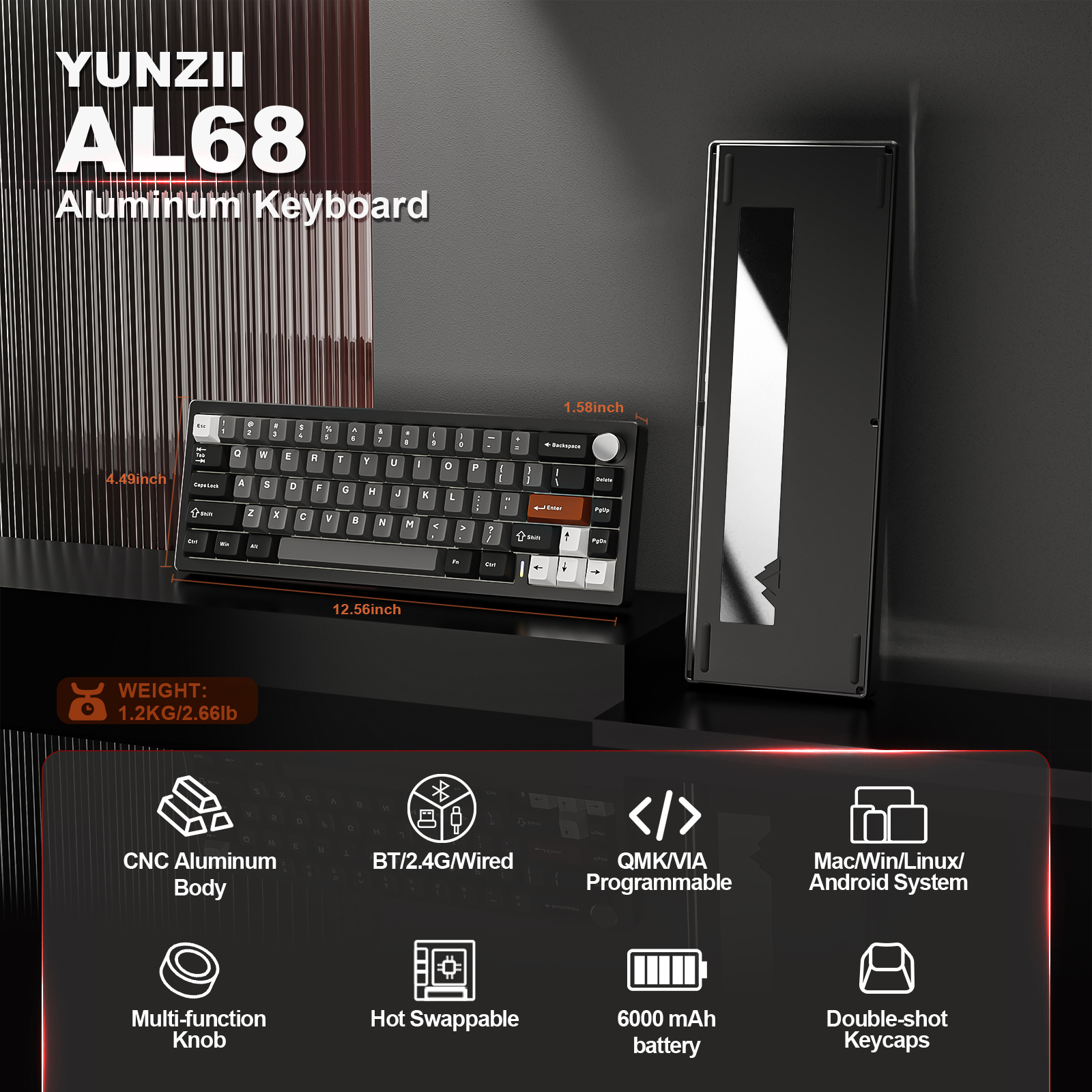YUNZII AL68 Black QMK/VIA Mech - Keyboard Gaming Mac incelemesi ve fiyatı
