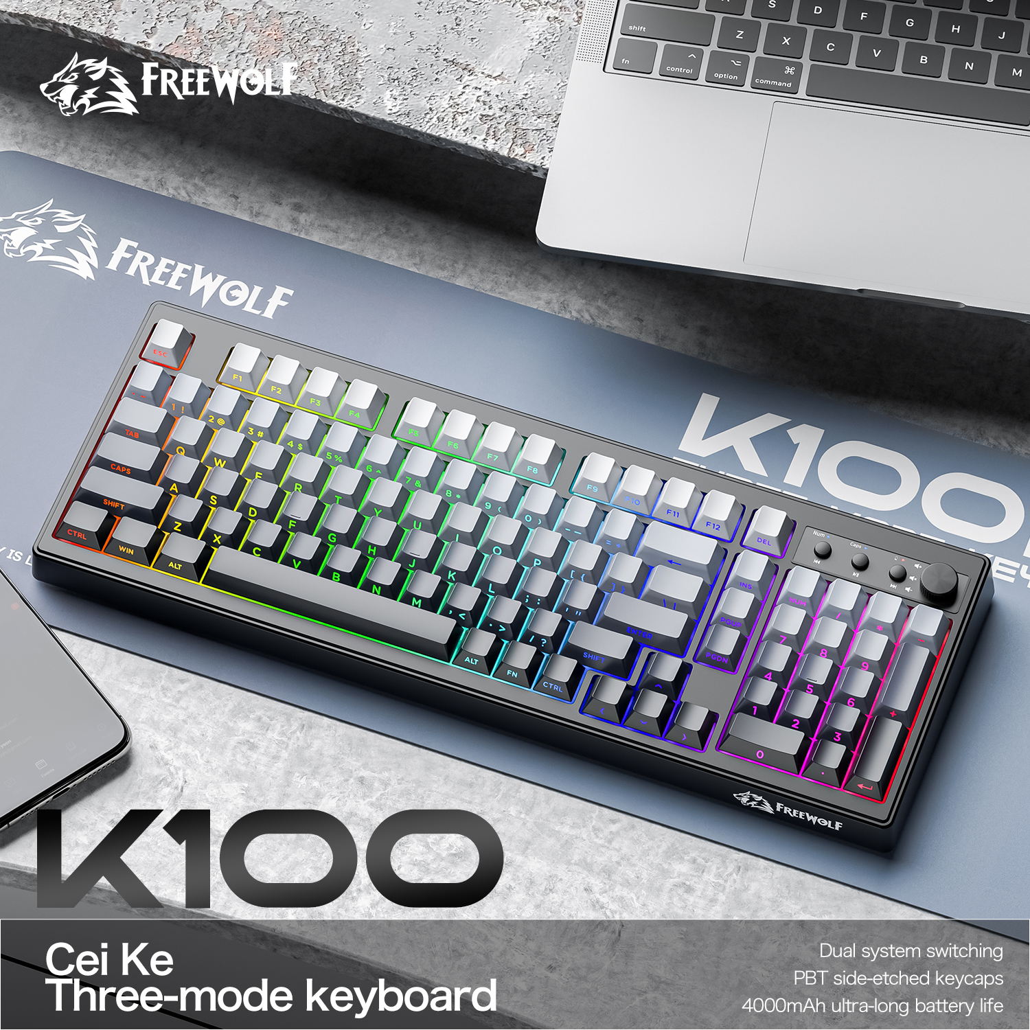 FREEWOLF k100 three-mode silen - Keyboard Gaming Mac incelemesi ve fiyatı