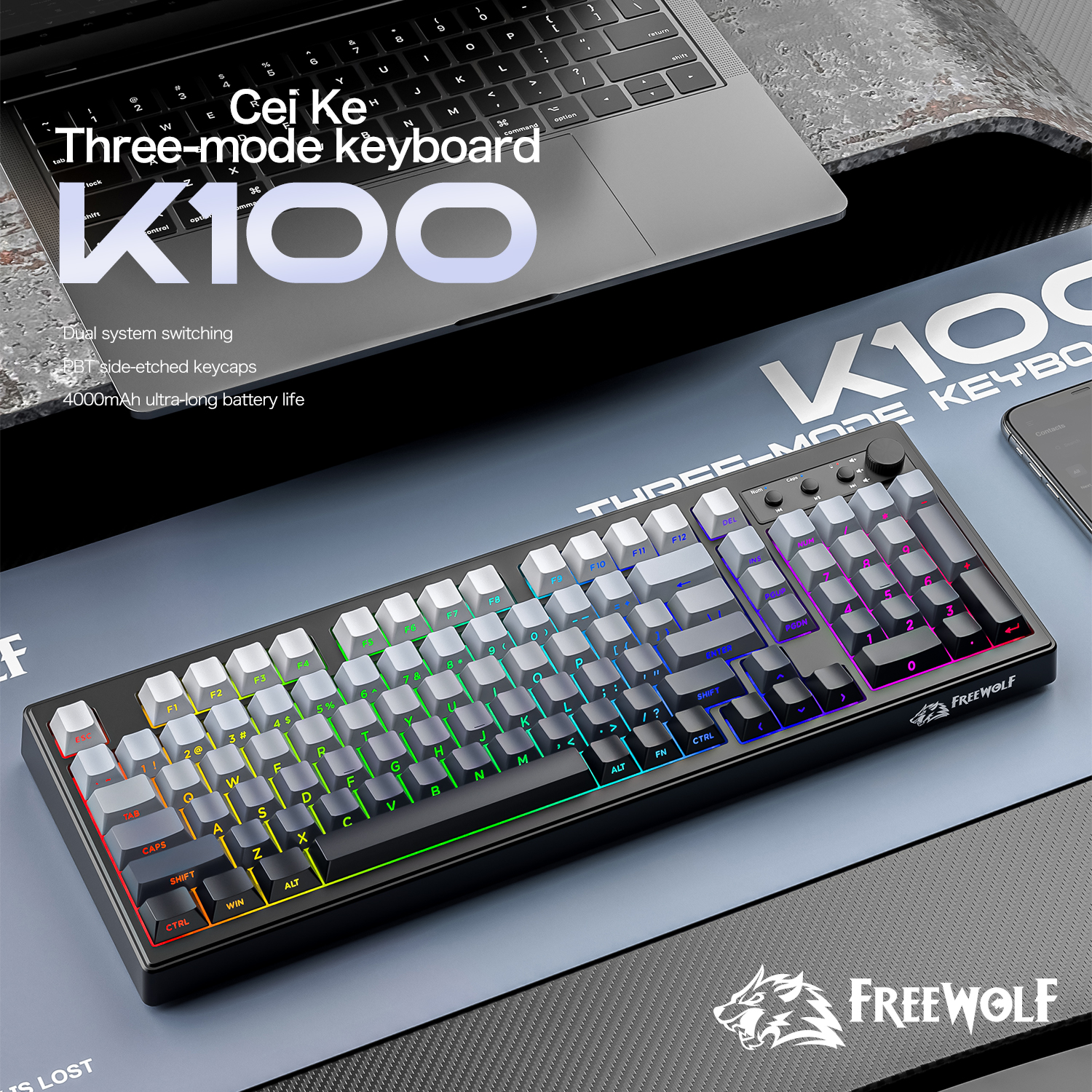 FREEWOLF k100 three-mode silen - Keyboard Gaming Mac incelemesi ve fiyatı