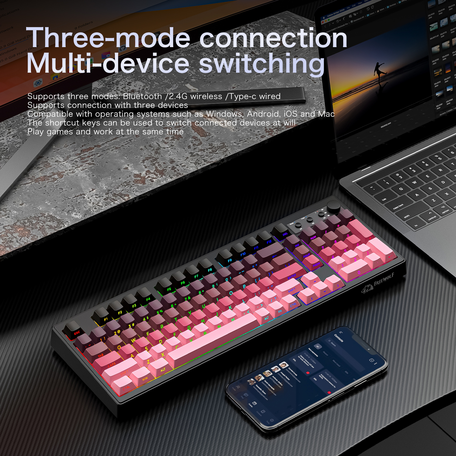 FREEWOLF k100 three-mode silen - Keyboard Gaming Mac incelemesi ve fiyatı